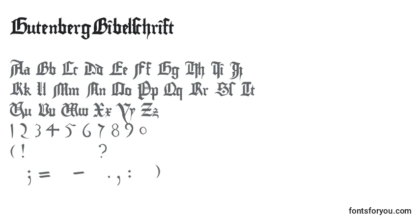 characters of gutenbergbibelschrift font, letter of gutenbergbibelschrift font, alphabet of  gutenbergbibelschrift font