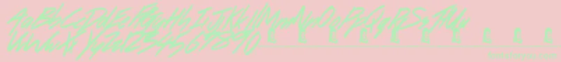 DancingOnTheBeach Font – Green Fonts on Pink Background