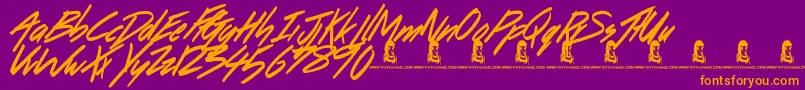 DancingOnTheBeach Font – Orange Fonts on Purple Background