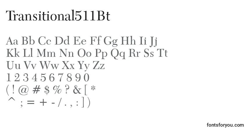 Czcionka Transitional511Bt – alfabet, cyfry, specjalne znaki
