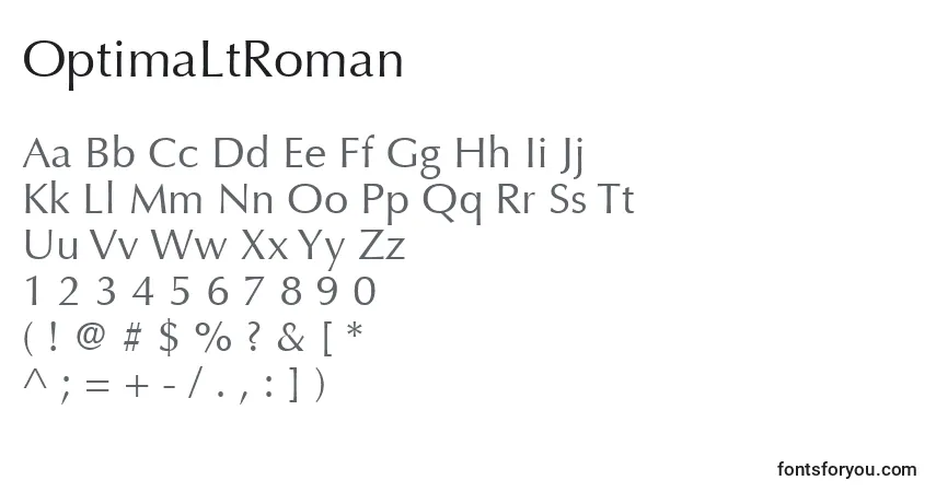 A fonte OptimaLtRoman – alfabeto, números, caracteres especiais