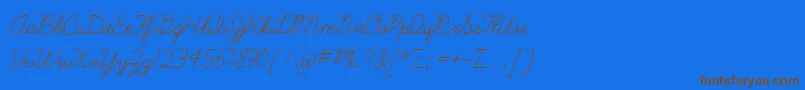 フォントLearningcurve – 茶色の文字が青い背景にあります。