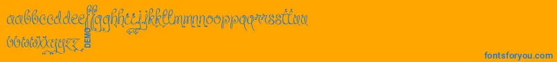 LeafyctionDemo-Schriftart – Blaue Schriften auf orangefarbenem Hintergrund