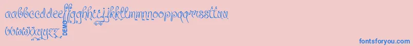 LeafyctionDemo-Schriftart – Blaue Schriften auf rosa Hintergrund