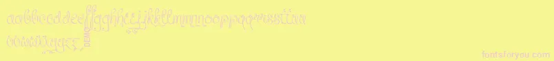 Шрифт LeafyctionDemo – розовые шрифты на жёлтом фоне