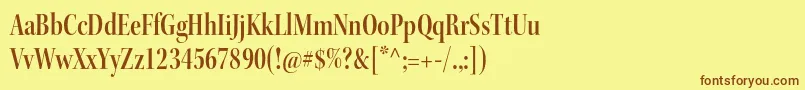 フォントKeplerstdSemiboldcndisp – 茶色の文字が黄色の背景にあります。