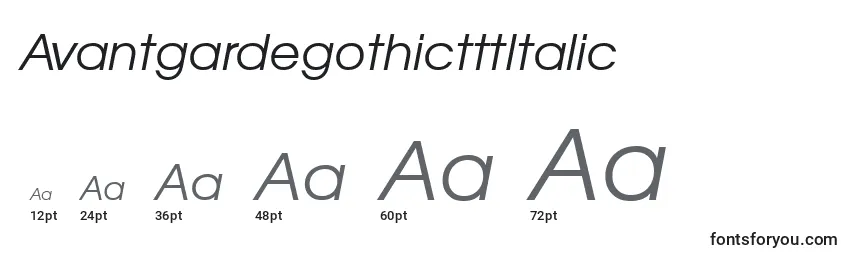 Размеры шрифта AvantgardegothictttItalic