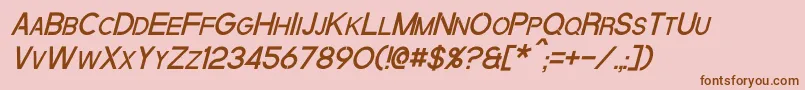QuantumItalic-Schriftart – Braune Schriften auf rosa Hintergrund