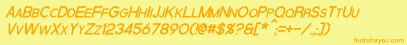 QuantumItalic-Schriftart – Orangefarbene Schriften auf gelbem Hintergrund