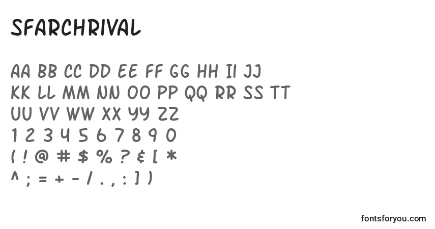 Czcionka SfArchRival – alfabet, cyfry, specjalne znaki