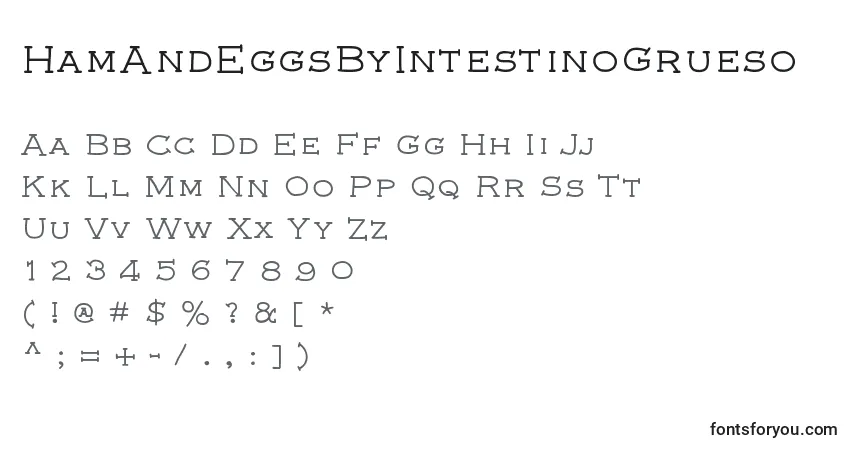 A fonte HamAndEggsByIntestinoGrueso – alfabeto, números, caracteres especiais