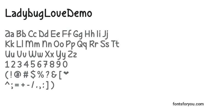 LadybugLoveDemoフォント–アルファベット、数字、特殊文字