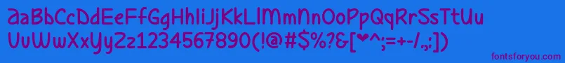 LadybugLoveDemo-Schriftart – Violette Schriften auf blauem Hintergrund