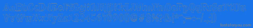 CalgaryoutlineMediumRegular-Schriftart – Graue Schriften auf blauem Hintergrund