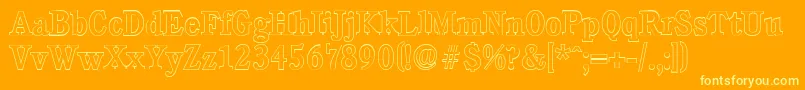 CalgaryoutlineMediumRegular-Schriftart – Gelbe Schriften auf orangefarbenem Hintergrund