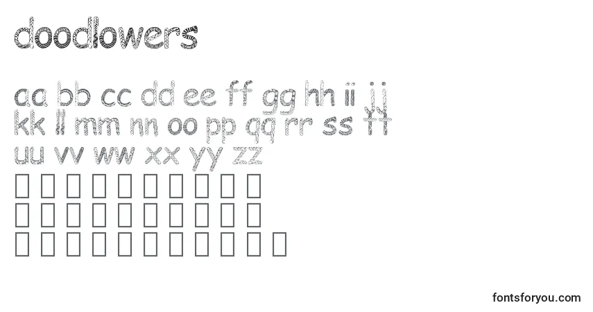 Schriftart Doodlowers – Alphabet, Zahlen, spezielle Symbole