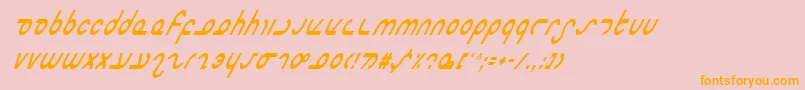 Fonte MasterdomCondensedItalic – fontes laranjas em um fundo rosa