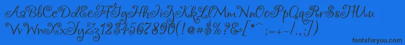 Chocogirl-Schriftart – Schwarze Schriften auf blauem Hintergrund