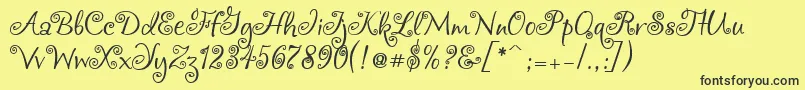 Chocogirl-Schriftart – Schwarze Schriften auf gelbem Hintergrund