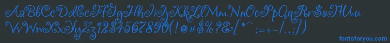 Chocogirl-Schriftart – Blaue Schriften auf schwarzem Hintergrund
