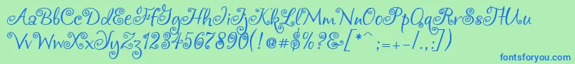 Chocogirl-Schriftart – Blaue Schriften auf grünem Hintergrund