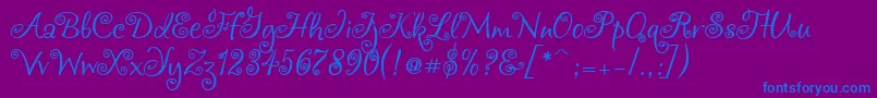 Chocogirl-Schriftart – Blaue Schriften auf violettem Hintergrund