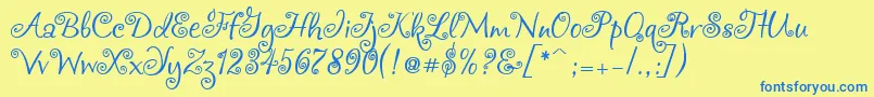 Chocogirl-fontti – siniset fontit keltaisella taustalla