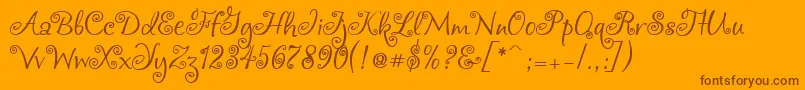 Chocogirl-Schriftart – Braune Schriften auf orangefarbenem Hintergrund