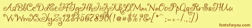 Chocogirl-Schriftart – Braune Schriften auf gelbem Hintergrund