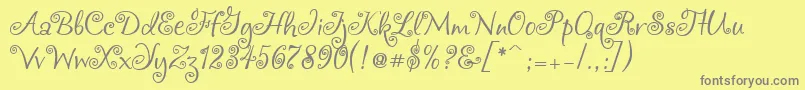Chocogirl-fontti – harmaat kirjasimet keltaisella taustalla