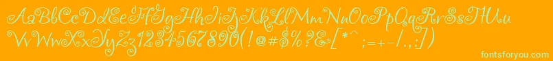Chocogirl-Schriftart – Grüne Schriften auf orangefarbenem Hintergrund