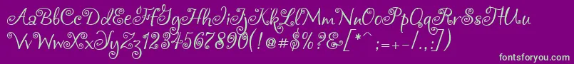 Chocogirl-Schriftart – Grüne Schriften auf violettem Hintergrund