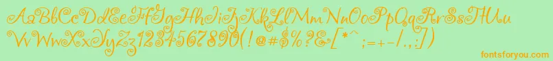 Chocogirl-Schriftart – Orangefarbene Schriften auf grünem Hintergrund