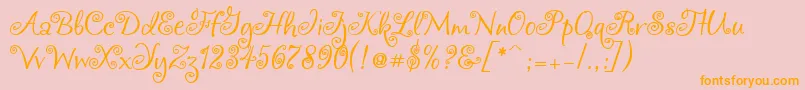 Chocogirl-Schriftart – Orangefarbene Schriften auf rosa Hintergrund