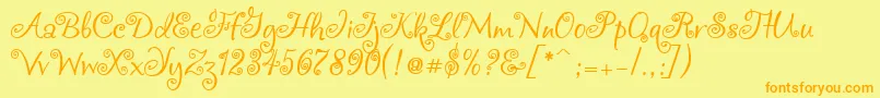 Chocogirl-Schriftart – Orangefarbene Schriften auf gelbem Hintergrund