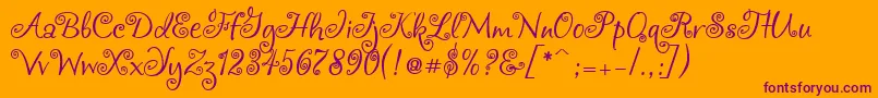 Chocogirl-Schriftart – Violette Schriften auf orangefarbenem Hintergrund