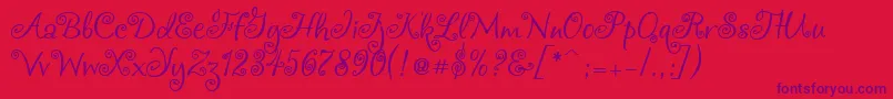 Chocogirl-Schriftart – Violette Schriften auf rotem Hintergrund