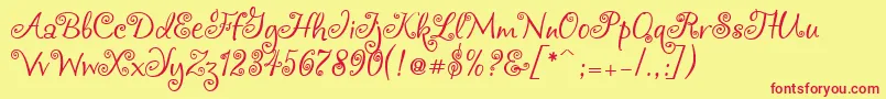 Chocogirl-Schriftart – Rote Schriften auf gelbem Hintergrund