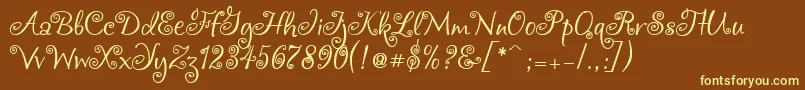Chocogirl-fontti – keltaiset fontit ruskealla taustalla