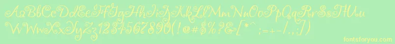 Chocogirl-Schriftart – Gelbe Schriften auf grünem Hintergrund