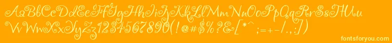 Chocogirl-Schriftart – Gelbe Schriften auf orangefarbenem Hintergrund