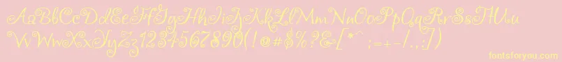 Chocogirl-Schriftart – Gelbe Schriften auf rosa Hintergrund