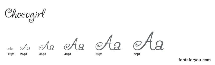 Chocogirl Font Sizes