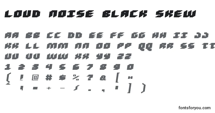 Schriftart Loud Noise Black Skew – Alphabet, Zahlen, spezielle Symbole