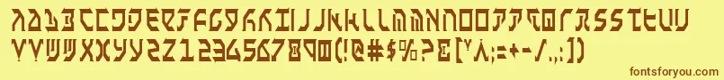 フォントFantc – 茶色の文字が黄色の背景にあります。