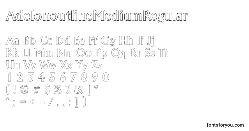A fonte AdelonoutlineMediumRegular – alfabeto, números, caracteres especiais