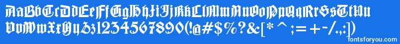 フォントBarloesiusschrift – 青い背景に白い文字