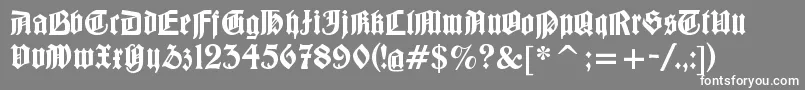 フォントBarloesiusschrift – 灰色の背景に白い文字