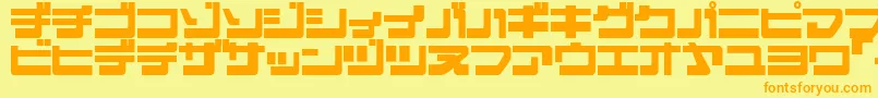 フォントEjectjapRemix – オレンジの文字が黄色の背景にあります。