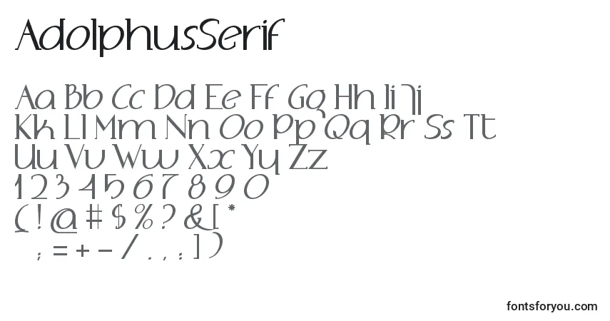 A fonte AdolphusSerif – alfabeto, números, caracteres especiais